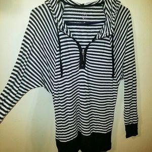 NY&Co Striped Zippered/Hooded Top